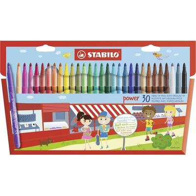 STABILO Filzstift - power - 30er Pack - mit 30 verschiedenen Farben