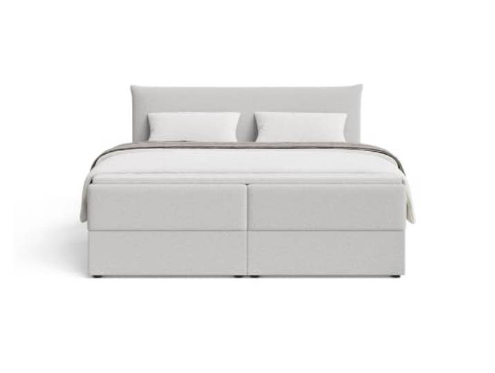 Chilly. Möbel Design Bett Livora - Komfort Boxspringbett mit klarer Form, Matratze und Topper - 180x200 cm - Bouclé Grau