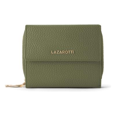 Geldbörse LAZAROTTI "Bologna Leather Zip-Around Geldbörse Leder 12 cm", Damen, oliv, Leder, Kleinlederwaren