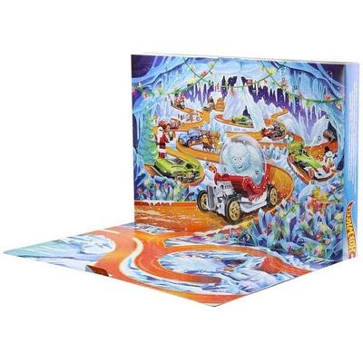 Hot Wheels Adventskalender 2026, 10 Spielzeugfahrzeuge im Maßstab 1:64, 14 Zub