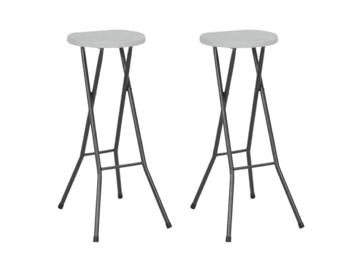 TUERYAFEK Klappbarer Barhocker Set 2 STK. Weiß HDPE Stahl Wetterfest, Robust, Platzsparend, Für Garten Balkon Terrasse, Montagefrei