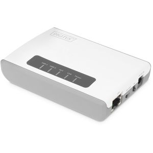 Digitus Printserver DN-13024, Druckerserver, 2x USB-A Buchse auf RJ45-LAN-Buchse und WLAN, bis 300 Mbit/s