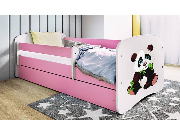 Einzelbett Buyo - Panda 80 x 160cm mit Lattenrost Pink/Rosa