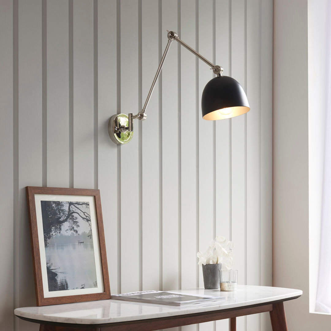 Ebern Designs Paier Swing Arm Sconce Polished Nickel 65cm H X 84cm W X 82cm D