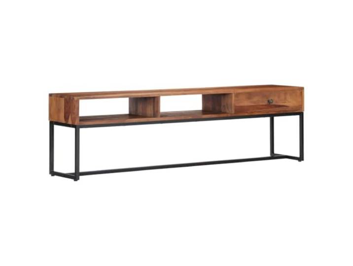 LKJephalotrope TV Board 160x30x45cm Akazie Massivholz Fernsehtisch Echtes Akazienholz mit feiner Maserung, stabiles Stahlgestell und praktische Fächer für das Wohnzimmer.