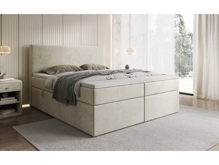 Boxspringbett Kubo mit Stauraum in Samt - 160x200 - Anthrazit - H4 (100kg+) - Luxusbetten24