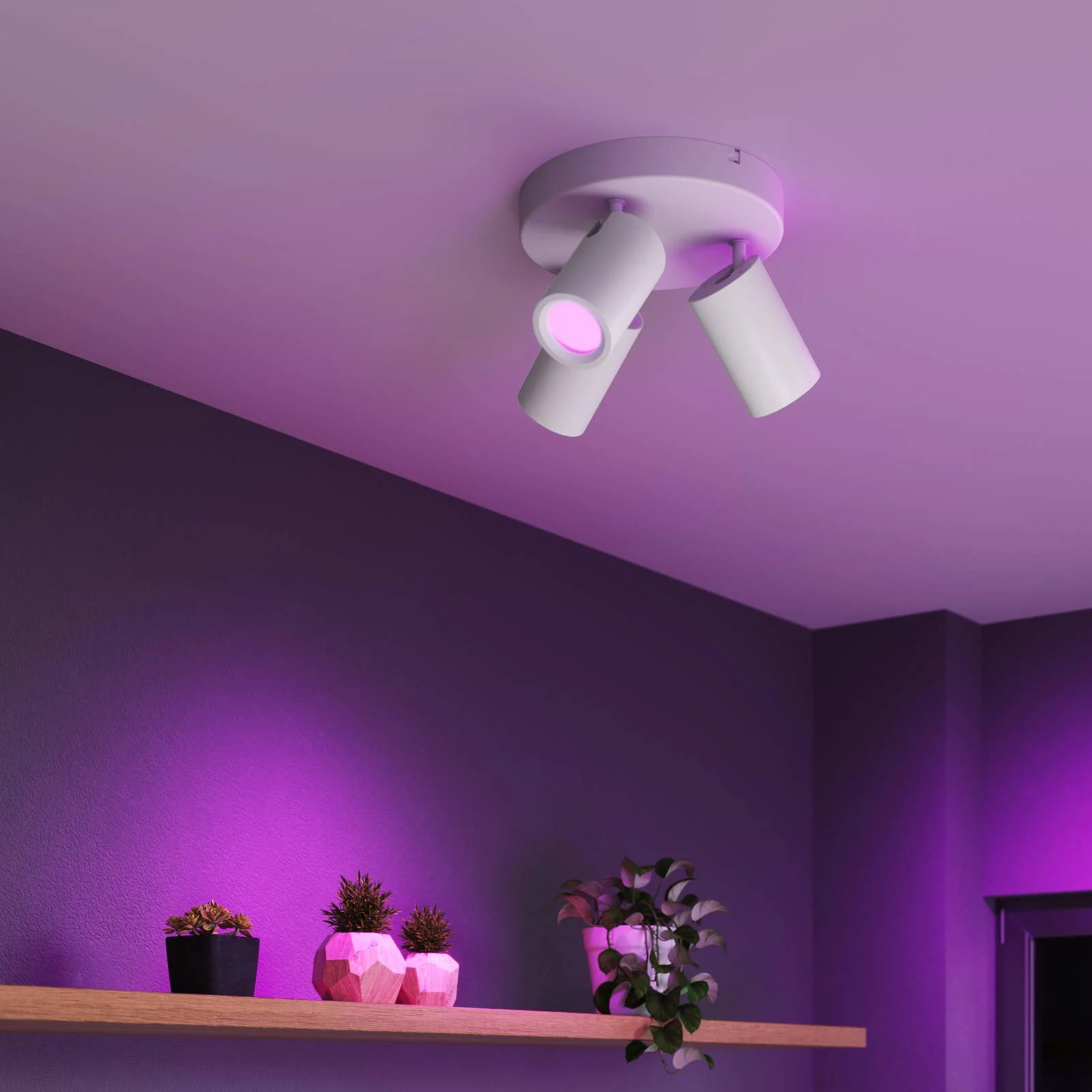 Calex Smart plafondspot wit, 3-lampig, GU10-LED RGBW, dimbaar, Ø 21 cm