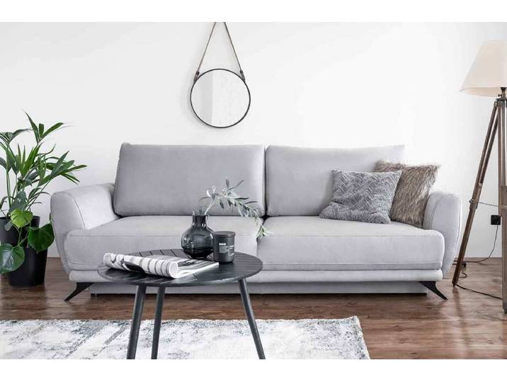 Designer Sofa Megan mit Schlaffunktion und Stauraum - Grau - Luxusbetten24