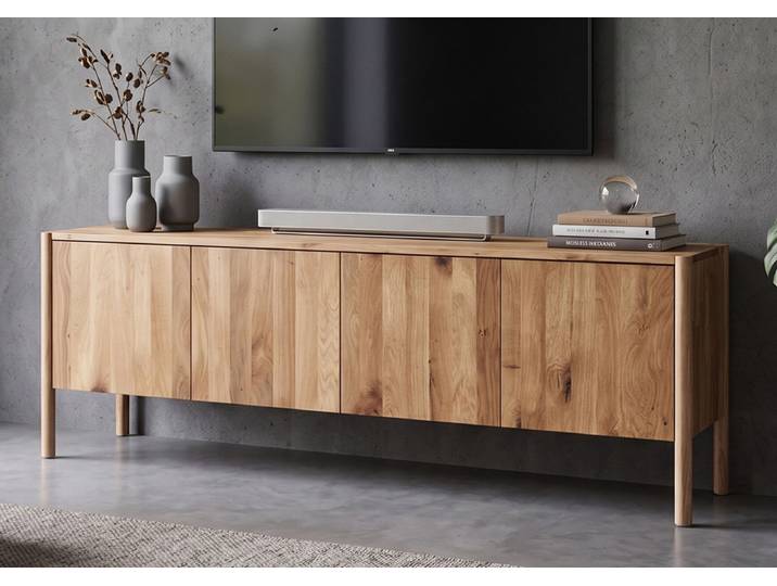 TV Board 175x40cm 'Lotte' Wildeiche massiv 4 Türen