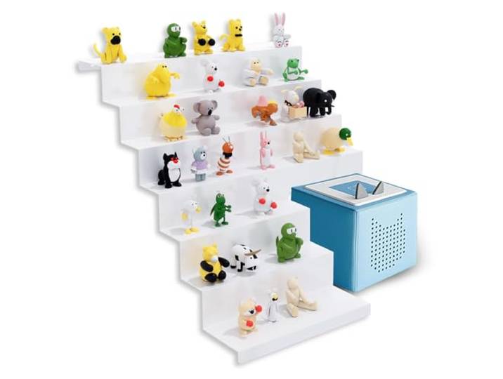 Étagère pour Tonie adaptée à IKEA KALLAX – Organisateur de rangement magnétique tient plus de 50 figurines et la boîte de Toniebox Étagère blanche pour enfant avec maintien magnétique sûr et découpe
