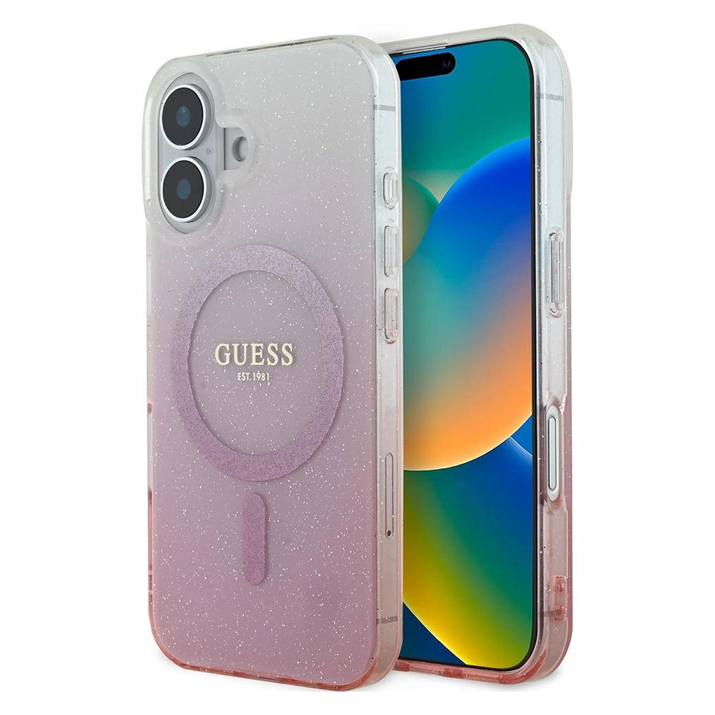 Guess GUHMP16SHGRCELP iPhone 16 6.1" różowy/pink hardcase IML Glitter Gradient MagSafe (Apple iPhone 16) (GUE003964-0)