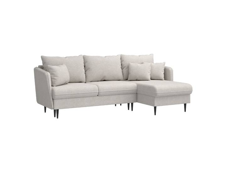 Ecksofa mit Schlafunktion Volio, L-förmig, hellbeige Chenille,