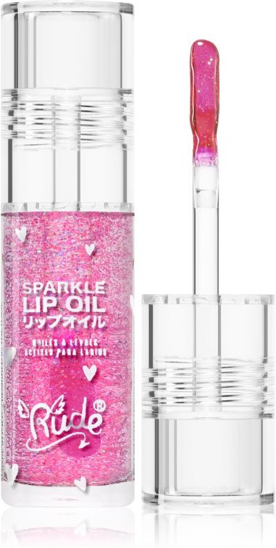 Rude Cosmetics Manga Collection Sparkle Lip Oil Tinted Lip Oil with moisturising effect shade Strawberry 4 g