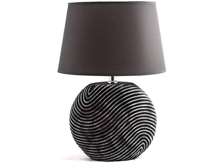 BRUBAKER Tafellamp, bedlamp, lampenkap antraciet en voet van keramiek, antraciet, hoogte 38 cm