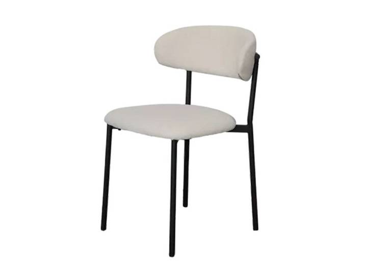 Chaise bouclette blanc structure métal noir