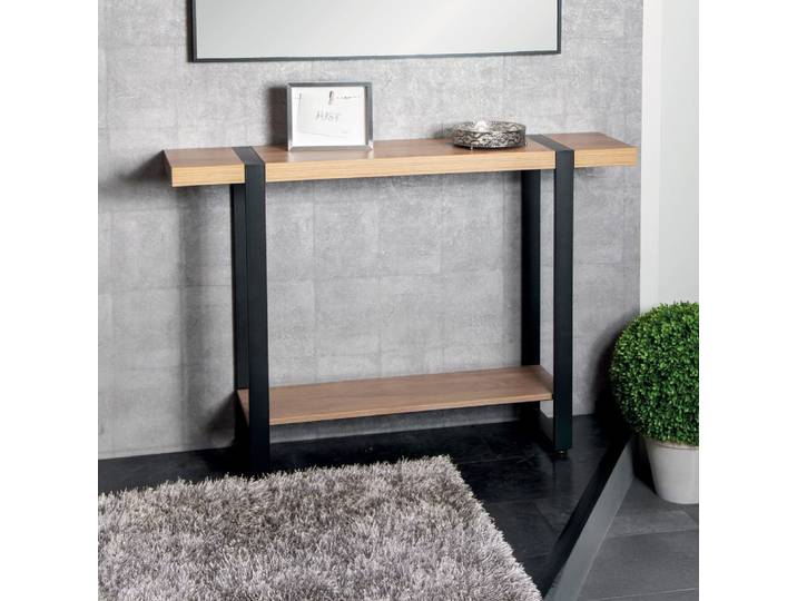 Console rectangulaire 120x30x82 cm en bois et métal - triak