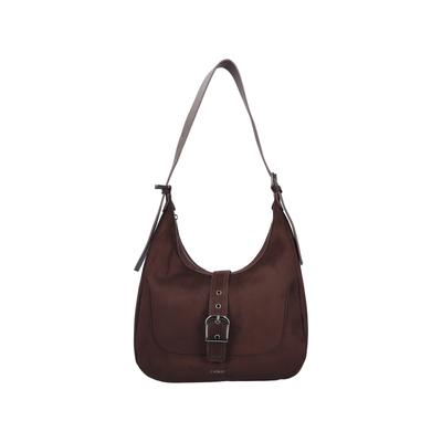Handtasche RIEKER, Damen, Gr. B/H/T: 31cm x 24cm x 9,5cm, dunkelbraun, Textil, unifarben, Taschen Handtasche, Umhängetasche, Beuteltasche mit Reißverschluss