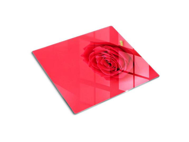 Tulup Glasplatte 60x52 cm Rote Rose, Glas, 60x0.4x52 cm, Küchen, Küchenelektrogeräte, Herde, Herdabdeckplatten