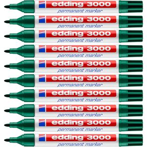 Edding Permanentmarker 3000, Strichbreite 1,5 - 3 mm, grün, 10 Stück