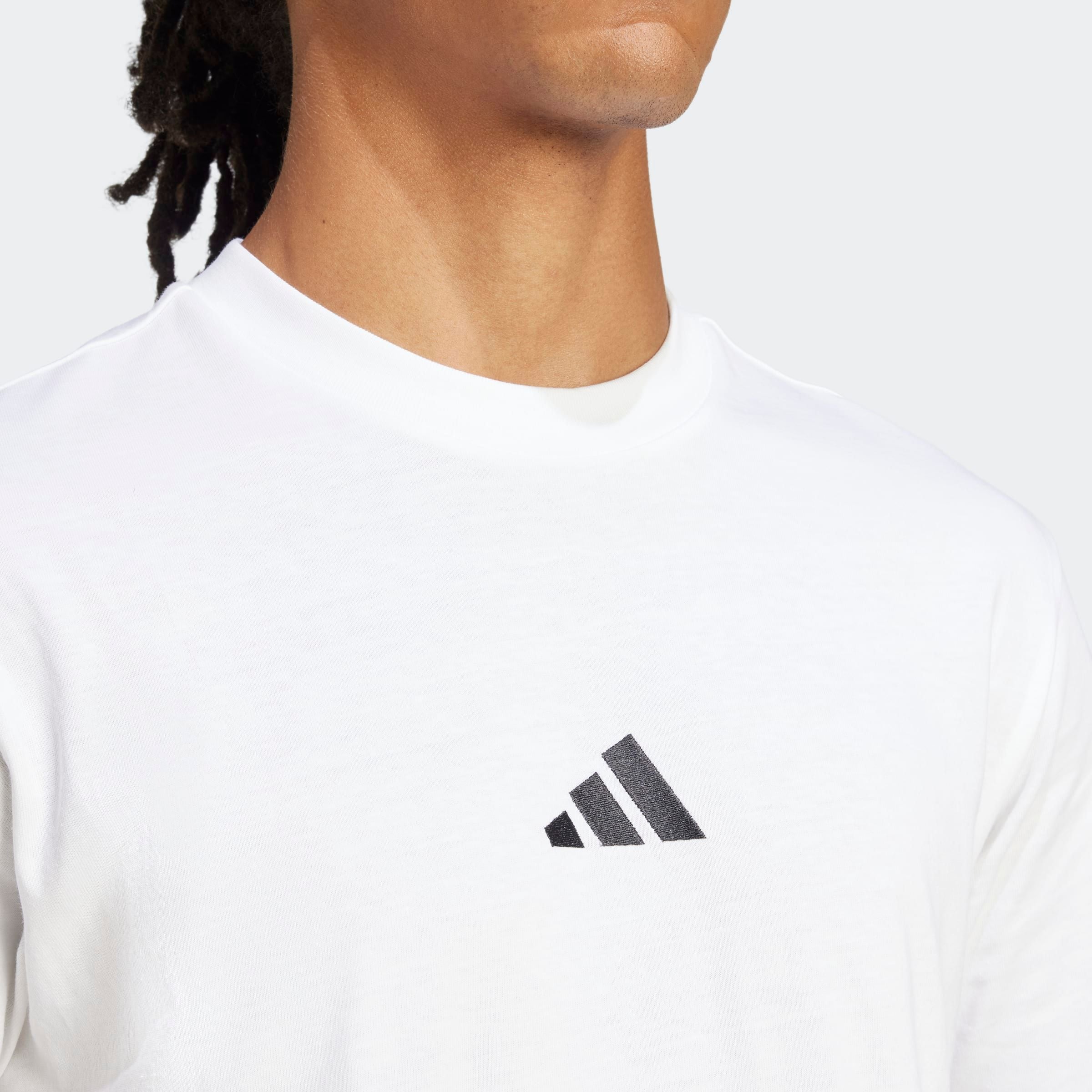 Adidas Sportswear "ESSENTIALS SMALL LOGO SINGLE JERSEY" sportliches Kurzarmshirt, mit Rundhalsausschnitt weiß, schwarz XXL