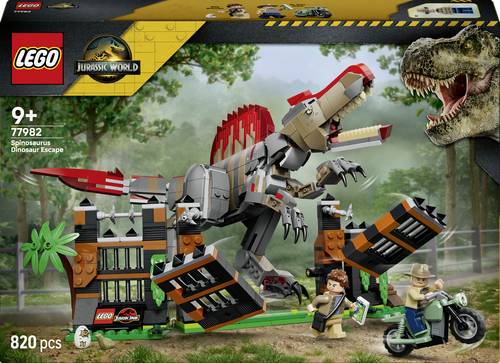 77982 LEGO JURASSIC WORLD Flucht des Spinosaurus Spielzeug-Dino Bauset mit beweglichem Dinosaurier und 2 Minifiguren