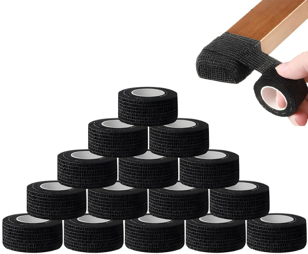 Zelfklevende Stoelpoot Beschermende Tape - 15 Rollen x 4,5 m - Zwart - Anti-kras en Anti-slip Viltglijders