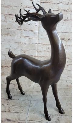 Bronzhaus Signed Miguel Lopez Stag Buck Deer Bronze Sculpture Hot Cast Figure Figurine