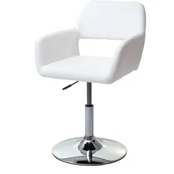 Décoshop26 - Esszimmer-/Bürostuhl im Retro-Design weißer Kunststoffbezug verchromte Beine 04_0002165