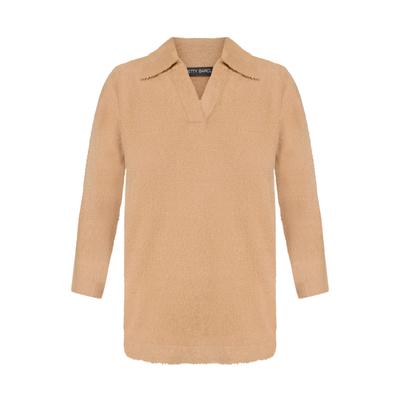 Strickpullover BETTY BARCLAY "Damen mit 3/4 Arm", Damen, Gr. 48, beige, Strick, Obermaterial: 92% Polyamid, 8% Polyester, gerade lang, Pullover Strickpullover