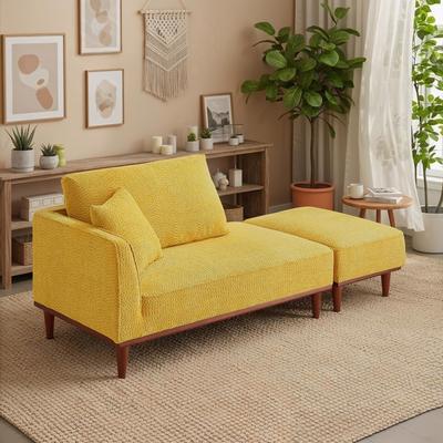 Upholstered Chaise Lounge and Stool