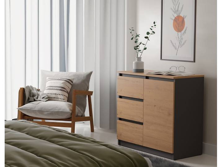 Kommode modern 1 Tür 3 Schubladen funktionales Design