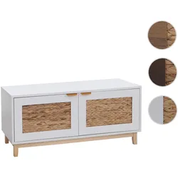 Sitzbank HWC-P54, Garderoben-Bank Schuhregal Schuhablage, MDF Melamin Wasserhyazinthefront 45x100x42cm ~ weiß