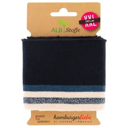 Albstoffe Bio-Strickbündchen "Cuff Me" mit Glitzer, marine/weiß/blau, 1,4 m