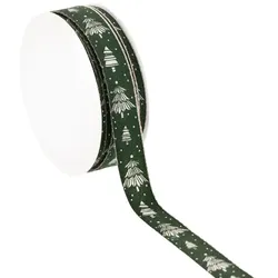 Stoffband "Bäume", grün-weiß, 15 mm, 5 m