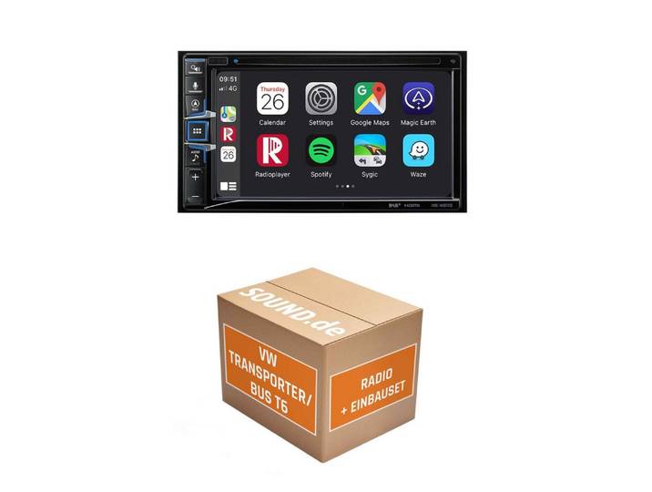 JUST SOUND best choice for caraudio Autoradio Alpine INE-W611D für VW T6 Lenkrad Navigationssystem Autoradio (RDS, AM/FM Radio, Animiertes Display, Freisprecheinrichtung, 2 DIN)