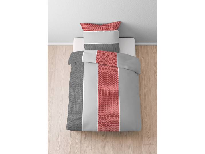 Housse de couette flanelle barres Rouge