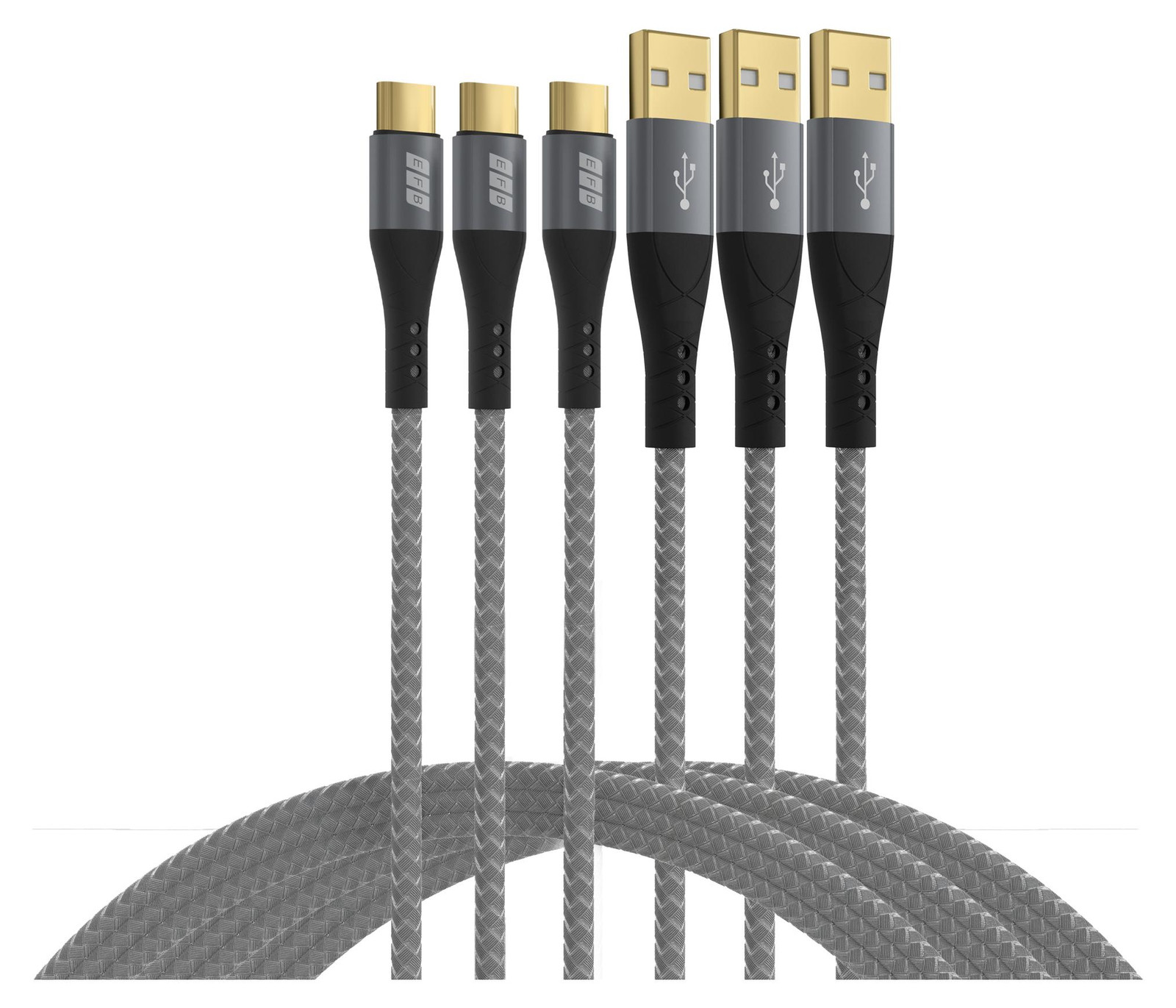 EFB USB-A naar USB-C Kabelset 60W QC 3A, 3x 2m