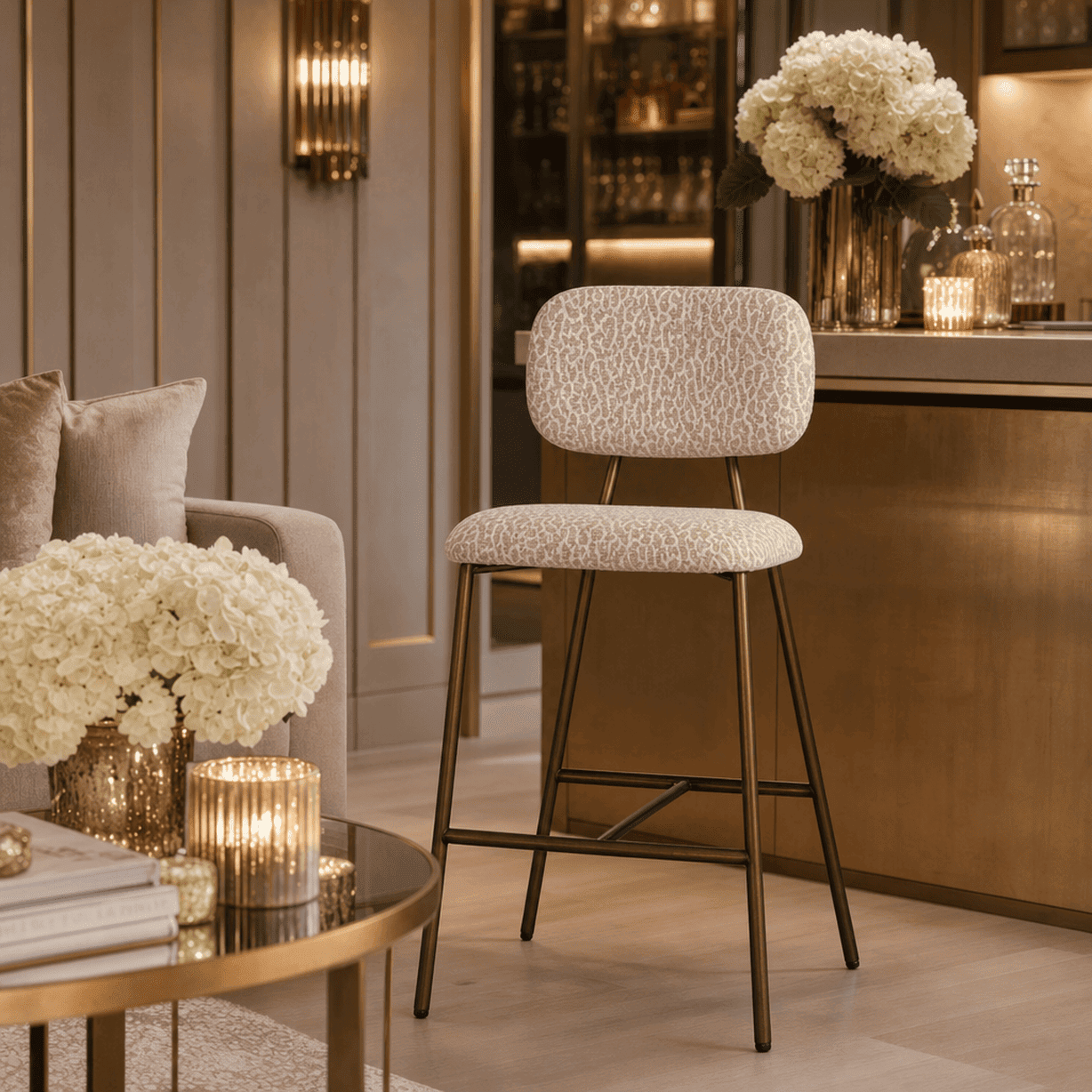 Xavier Cream Leopard Print Bar Stool - Set of 2