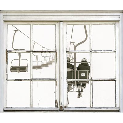 Wandsticker QUEENCE "Seilbahn", weiß, B:40cm H:60cm T:0,1cm, Wandtattoos, Wandsticker, Wandbild, selbstklebend, 3D, Fenster, Seilbahn