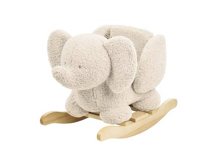 Nattou Schaukeltier aus weichem Teddy-Stoff, Schaukeltier Elefant, Inkl. Sicherheitsgurt, Fröhliches Hin- und Herschaukeln, Ca. 60 cm, Lapidou, Polyester/Holz, Ecru