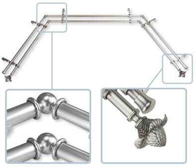 "InStyleDesign Thistle 13/16"" Double Bay Window Curtain Rod"