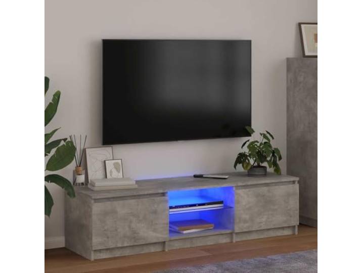 TV Board mit LED - Betongrau 140x40x36 cm - Modernes TV Board mit RGB LED Beleuchtung und Farbanpassung, praktisch und leicht zu reinigen