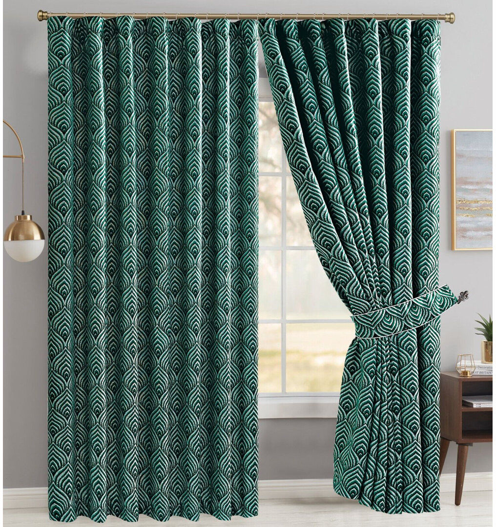 Marlow Home Co. Marmaduke Cotton Blend Blackout Curtain Pair Green 116 W x 137 D cm