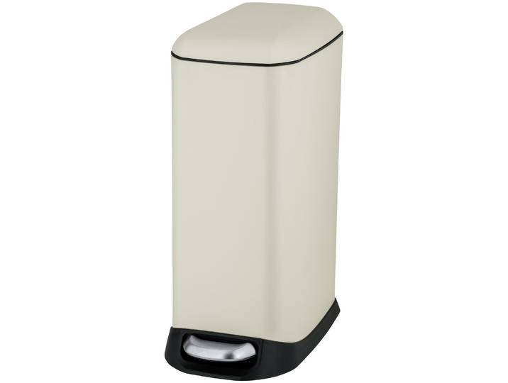 Mülleimer WENKO Modell Design , beige (creme), B:20,5cm H:46cm T:36cm, Edelstahl, Kunststoff, Mülleimer, Mülleimer, Abfalleimer mit Absenkautomatik und herausnehmbarem Einsatz