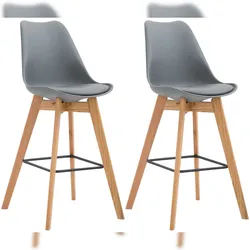 Décoshop26 - Set aus 2 Barhockern im skandinavischen Stil mit grauen Sitzflächen aus Kunststoff und PVC und Gestellen aus 10_0005839