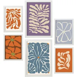 POSTER Set Mit 6 Matisse Inspiriert In Zusammenfassungen A3 & A4 Weißer Rahmen