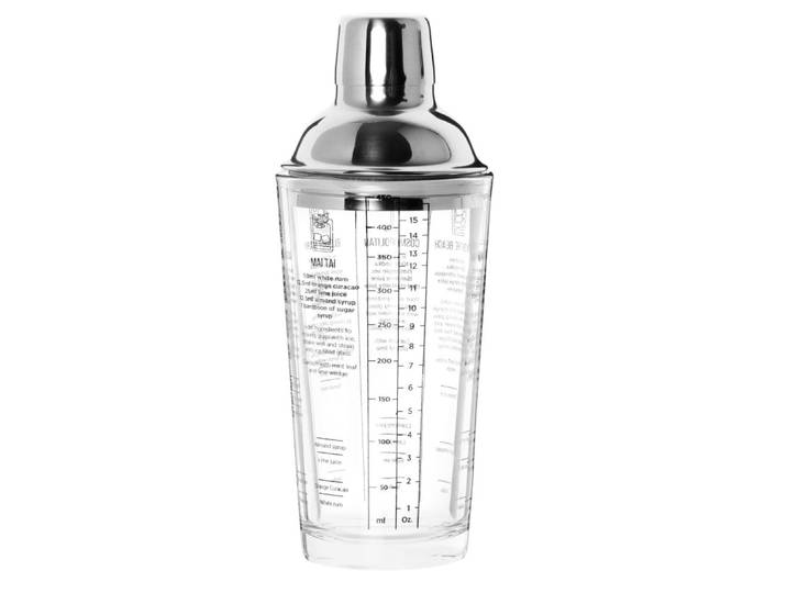 Shaker aus Glas und Edelstahl