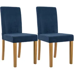 CLP 2er Set Esszimmerstuhl Ina Cord antik hell   Farbe: blau, Gestell Farbe: antik-hell