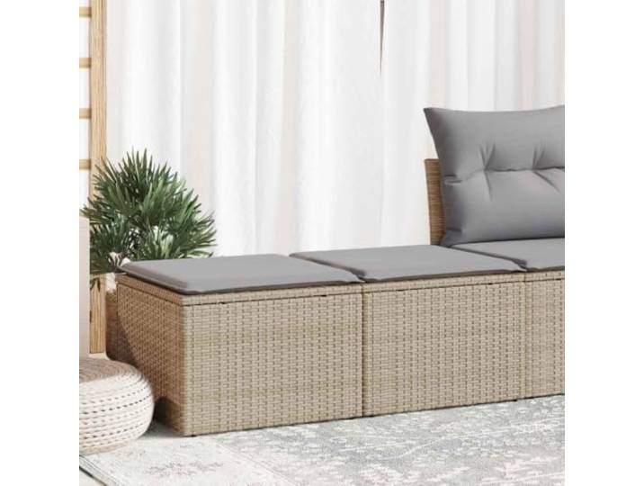 YUOTYRKTEJRSG Poly Rattan Wetterfest Balkon Terrasse Beige mit Kissen 2-tlg. Garten-Sofa-Set mit Kissen Beige Outdoor Polyrattan Sitzwürfel Balkon Terrasse Möbel UV-beständig
