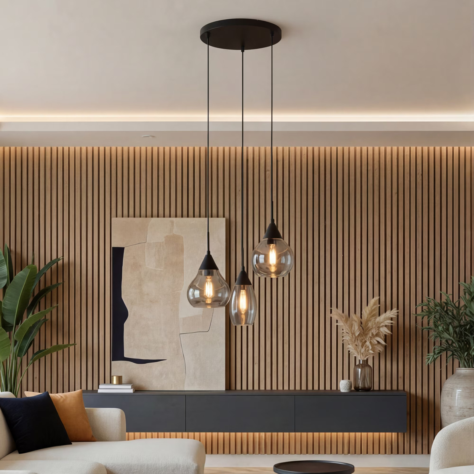 BASE Hanglamp Esperanza 3-lamps Glas Smoke